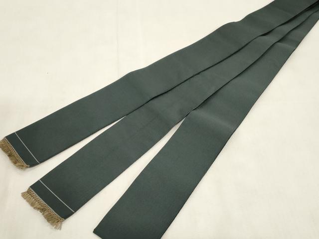 平和屋着物●男性 爪掻き本綴れ 角帯 黒緑色 正絹 逸品 CABG2955dy