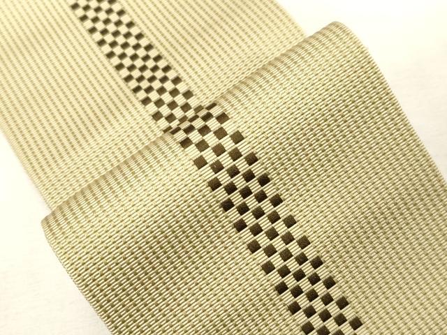 平和屋着物●男性 本場筑前博多織 角帯 市松文様 正絹 逸品 未使用 CABG2957dy