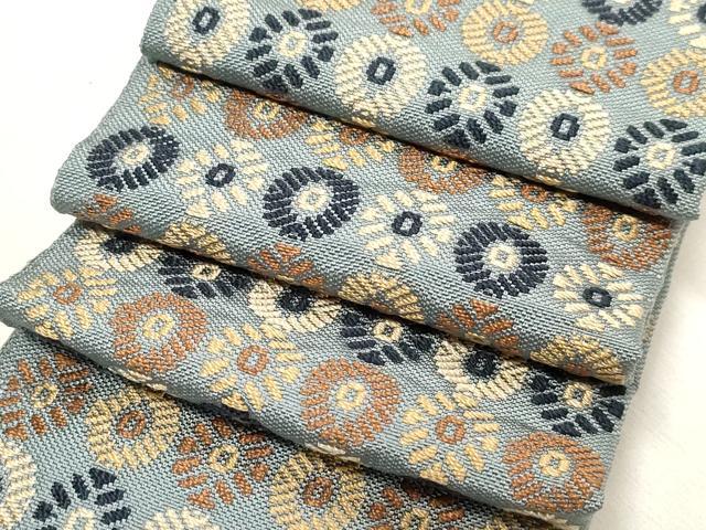 平和屋着物●男性 本場筑前博多織 角帯 刺繍 いちご錦 正絹 逸品 CABG2961dy