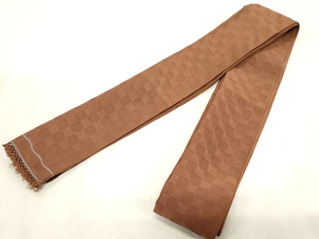 平和屋着物●男性 爪掻き本綴れ 角帯 市松文様 正絹 逸品 CABG2966dy