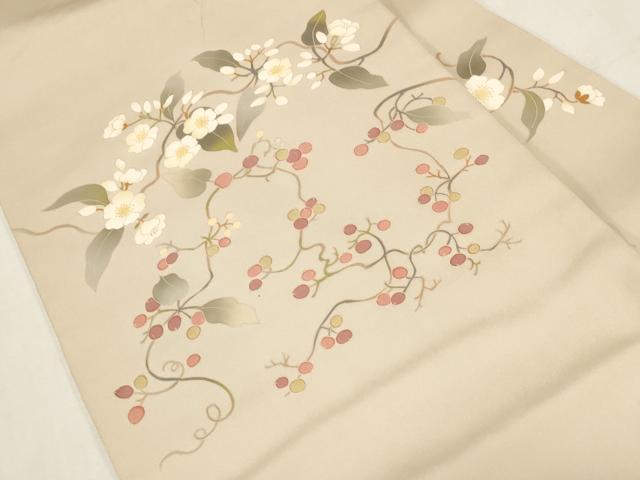 平和屋着物●京友禅 才勝精秀 塩瀬 九寸名古屋帯 草花文 正絹 逸品 CABG2982dy