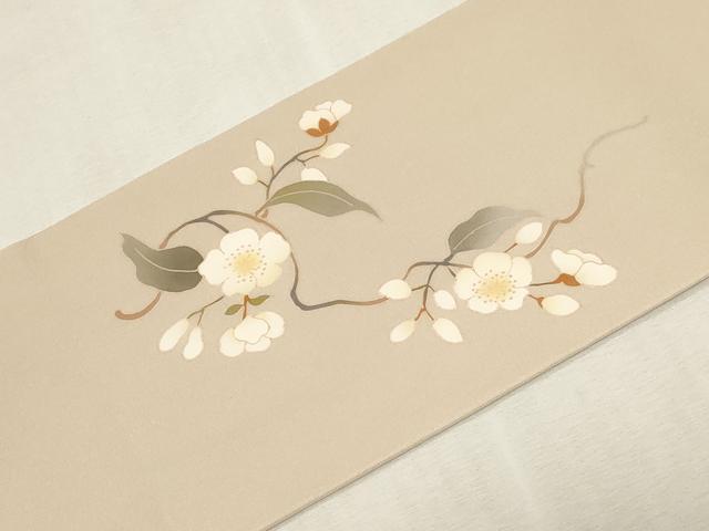 平和屋着物●京友禅 才勝精秀 塩瀬 九寸名古屋帯 草花文 正絹 逸品 CABG2982dy