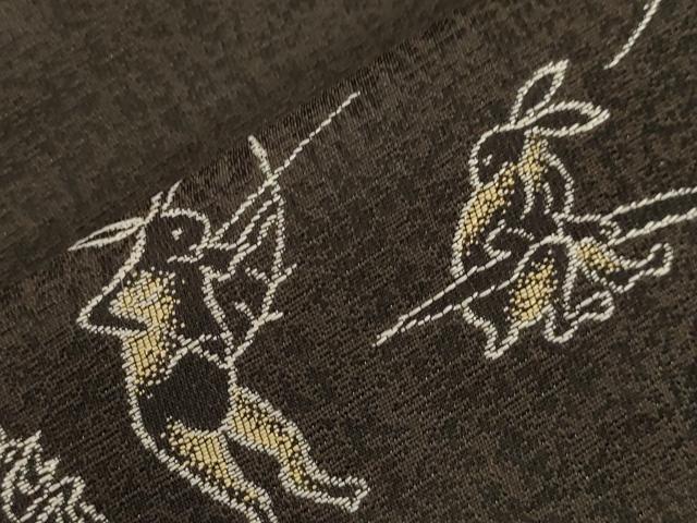 平和屋着物●九寸名古屋帯 鳥獣戯画 正絹 逸品 CABG2985dy