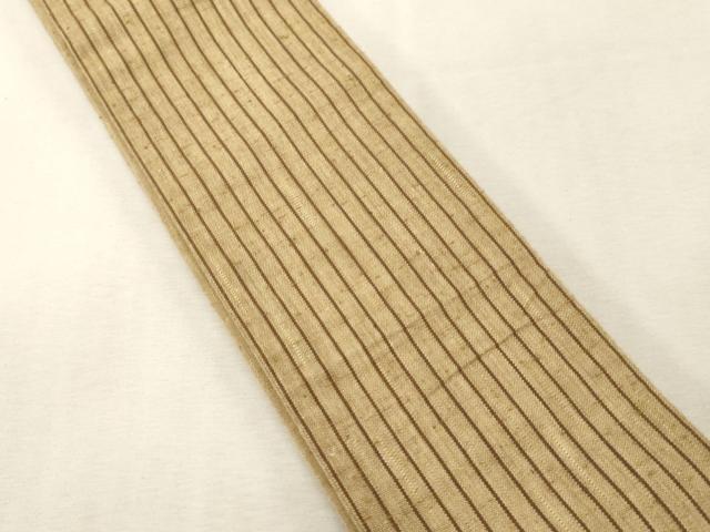 平和屋着物●男性 両面 角帯 紬地 縞 正絹 逸品 CABG2991dy