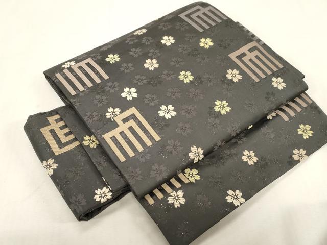 平和屋着物●つけ帯 源氏香桜文 金糸 正絹 逸品 CABG3009dy