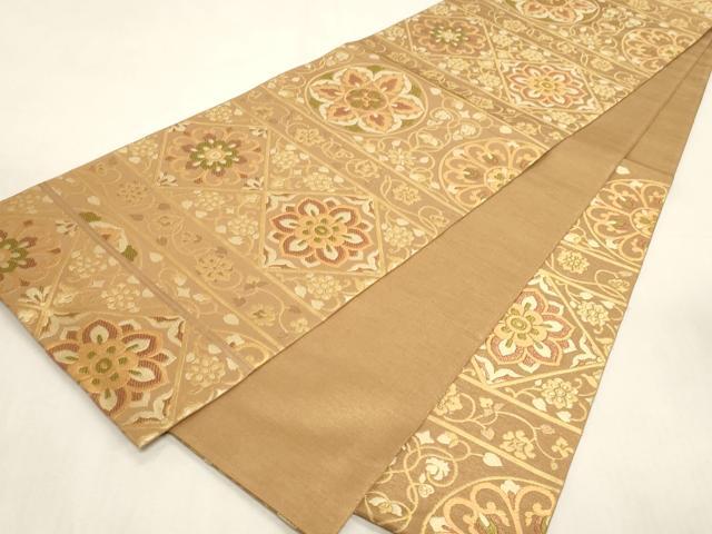 平和屋着物●西陣 川島織物 六通柄 本袋帯 草花文 金糸 正絹 逸品 CABG3037dy