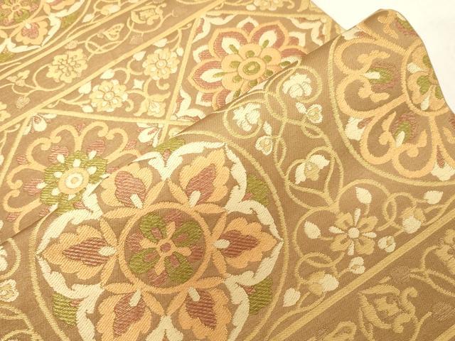 平和屋着物●西陣 川島織物 六通柄 本袋帯 草花文 金糸 正絹 逸品 CABG3037dy