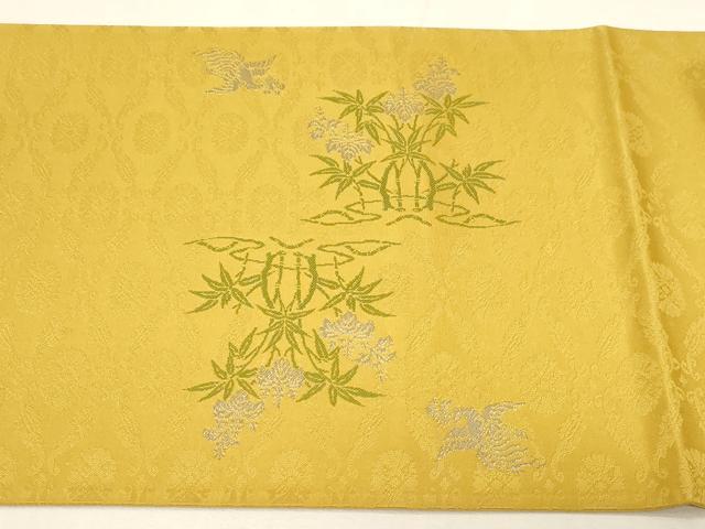 平和屋着物●龍村晋謹製 太鼓柄袋帯 桐竹鳳凰文錦 銀糸 正絹 逸品 CABG3038dy