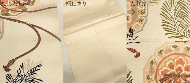 平和屋着物●現代アンティーク 貝島はるみ 綺麗伝説 六通柄袋帯 唐織 鏡裏文 正絹 逸品 CABG3039dy