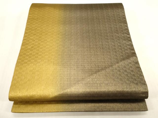 平和屋着物●全通柄袋帯 霞文 金糸 正絹 逸品 CABG3040dy