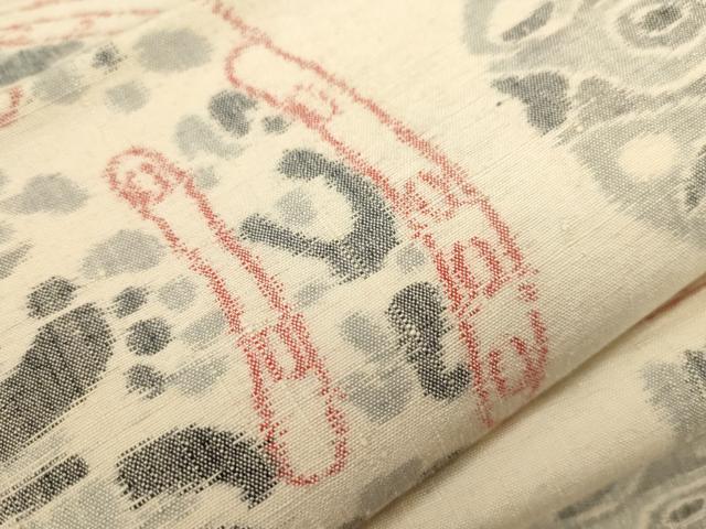 平和屋着物●全通柄袋帯 紬地 幾何学丸文 正絹 逸品 CABG3043dy