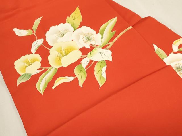 平和屋着物●塩瀬 九寸名古屋帯 手描き 草花文 正絹 逸品 CABG3052dy