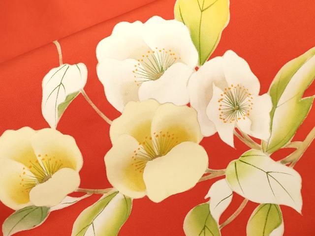 平和屋着物●塩瀬 九寸名古屋帯 手描き 草花文 正絹 逸品 CABG3052dy