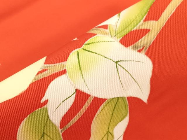 平和屋着物●塩瀬 九寸名古屋帯 手描き 草花文 正絹 逸品 CABG3052dy