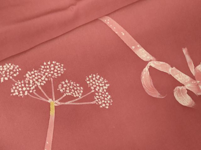 平和屋着物●塩瀬 九寸名古屋帯 作家物 ろうけつ染め 草花文 金彩 正絹 逸品 CABG3061dy