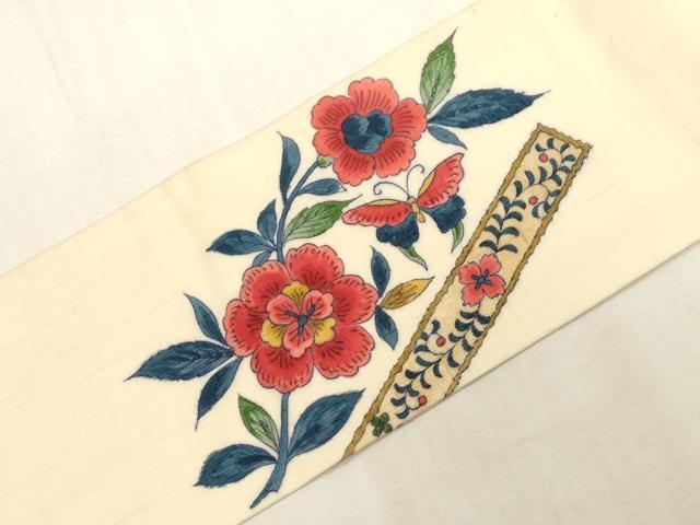 平和屋着物●九寸名古屋帯 作家物 紬地 印度佐羅紗 正絹 逸品 CABG3066dy