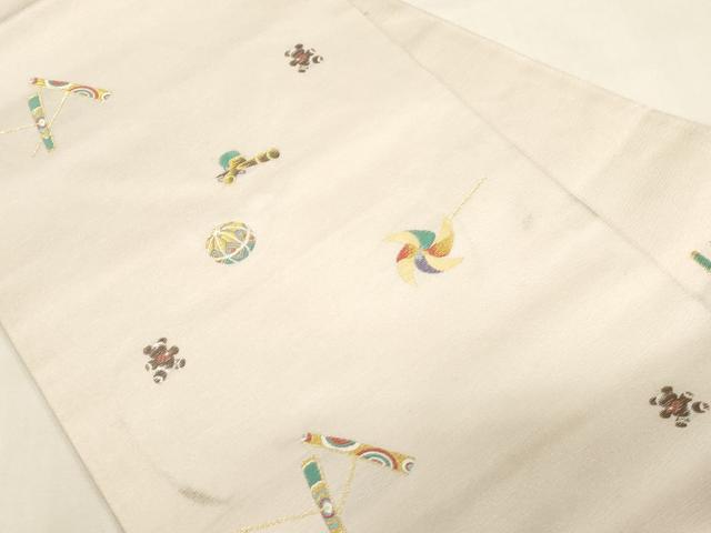 平和屋着物●九寸名古屋帯 唐織 わらべ詩 金糸 正絹 逸品 CABG3071dy
