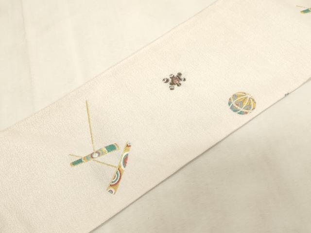 平和屋着物●九寸名古屋帯 唐織 わらべ詩 金糸 正絹 逸品 CABG3071dy