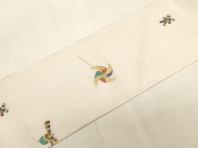 平和屋着物●九寸名古屋帯 唐織 わらべ詩 金糸 正絹 逸品 CABG3071dy