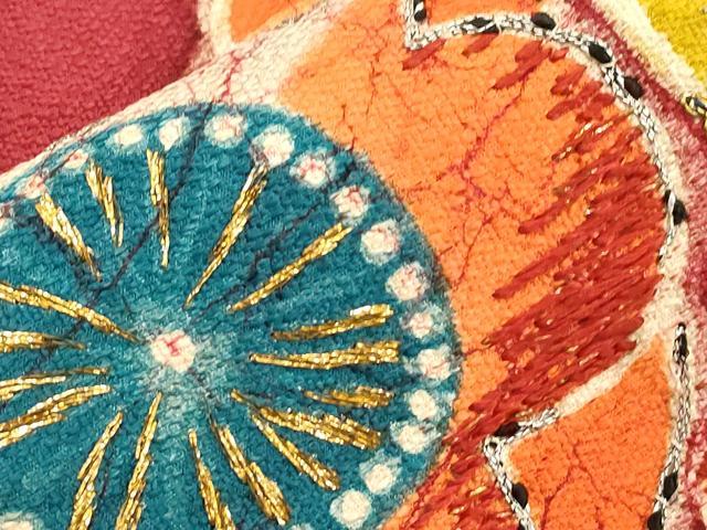 平和屋着物●アンティーク 大正ロマン 九寸名古屋帯 好雅作 駒刺繍 草花文 金彩 正絹 逸品 CABG3078dy