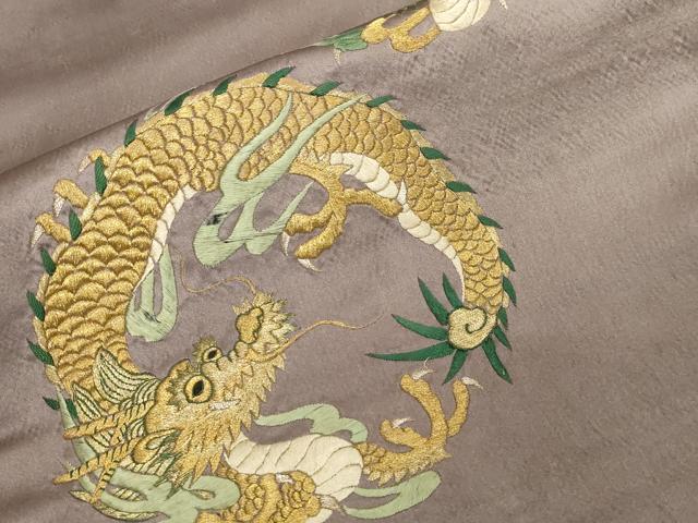 平和屋着物●アンティーク 大正ロマン 九寸名古屋帯 総刺繍 竜 金糸 正絹 逸品 CABG3082dy