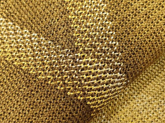 平和屋着物▽八寸名古屋帯 スリーシーズン 春夏秋 組織 菱文 金銀糸 正絹 逸品 未使用 CABG3087dy