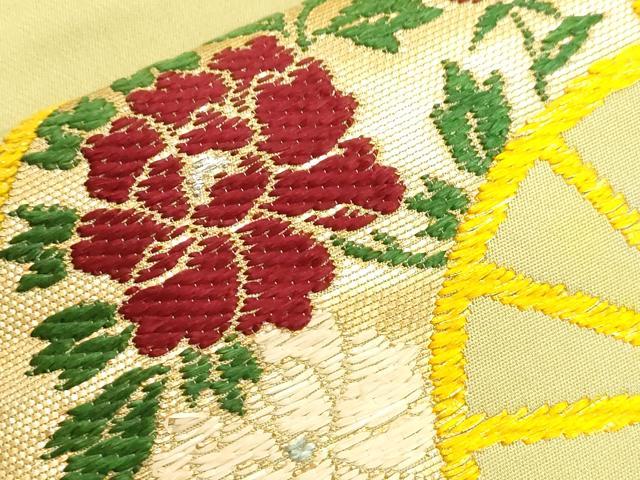平和屋着物●龍村美術織物 たつむら 九寸名古屋帯 唐織 扇面づくし 金銀糸 正絹 逸品 CABG3088dy
