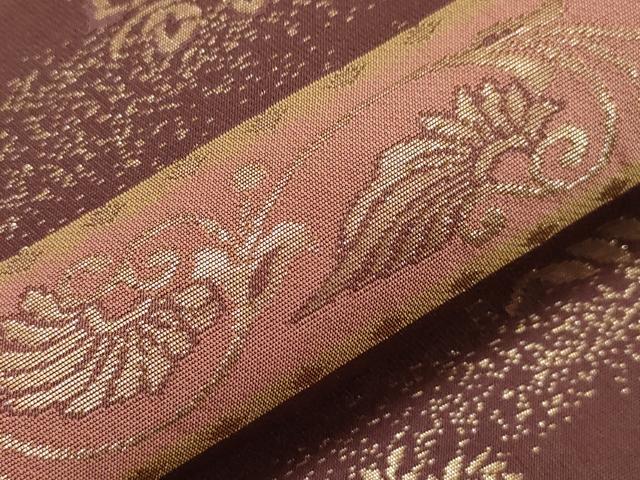 平和屋着物●九寸名古屋帯 花鳥丸文 金糸 正絹 逸品 CABG3098dy