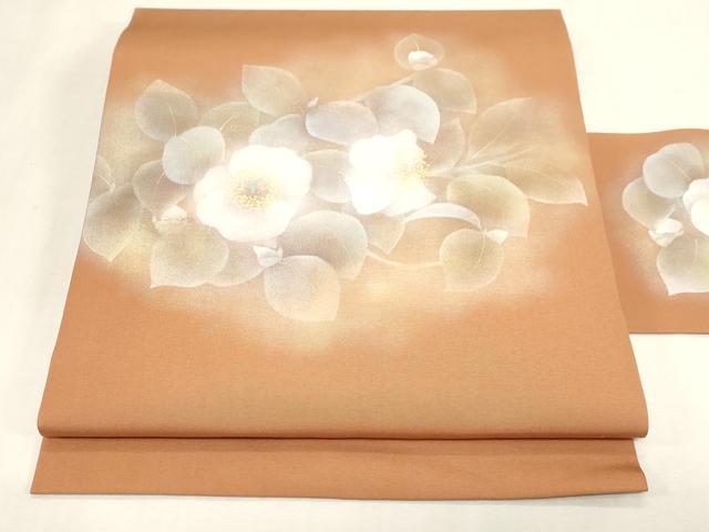 平和屋着物●塩瀬 九寸名古屋帯 作家物 草花文 金銀彩 銀座越後屋扱い 正絹 逸品 CABG3100dy