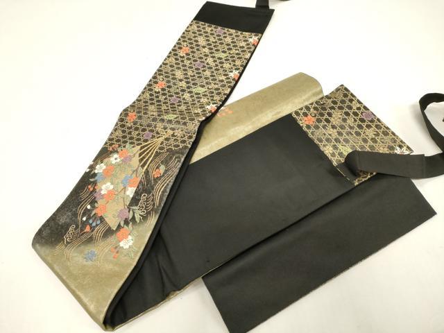 平和屋着物●つけ帯 唐織 扇華春秋文様 金糸 引箔 正絹 逸品 未使用 CABG3126dy