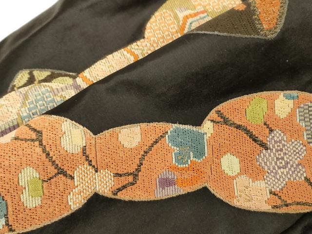平和屋着物●絽刺し 区限刺繍 つけ帯 独楽 黒地 金糸 正絹 逸品 CABG3127dy