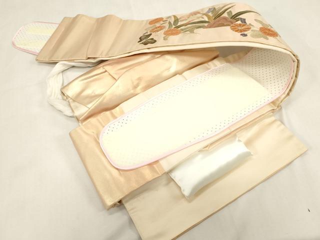平和屋着物●つけ帯 唐織 花鳥文 銀糸 正絹 逸品 CABG3130dy