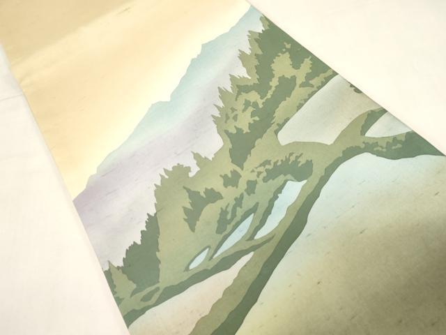 平和屋着物●太鼓柄袋帯 紬地 遠山文 正絹 逸品 未使用 CABG3135dy