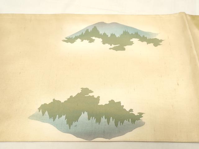 平和屋着物●太鼓柄袋帯 紬地 遠山文 正絹 逸品 未使用 CABG3135dy