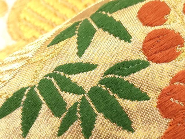 平和屋着物●西陣 河合美術織物謹製 六通柄袋帯 唐織 豊明錦 松竹梅 金糸 引箔 正絹 逸品 CABG3139dy