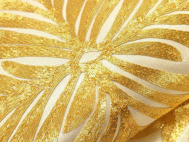 平和屋着物●西陣 川島織物 太鼓柄袋帯 駒刺繍 菱文 金糸 正絹 逸品 CABG3142dy