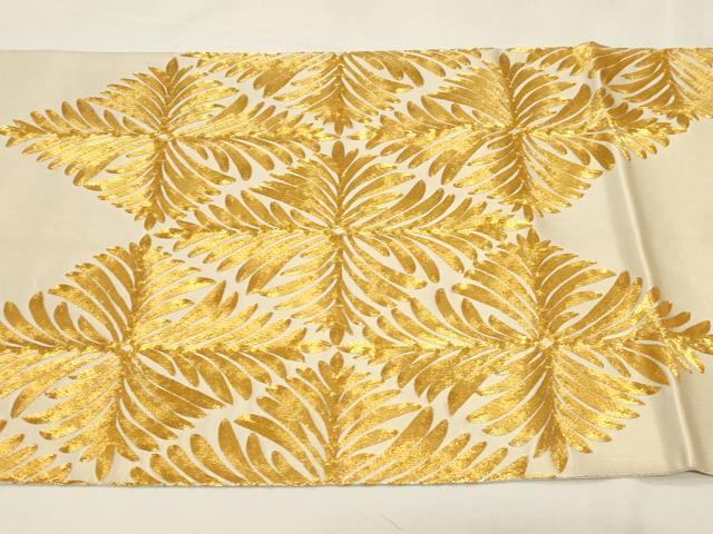 平和屋着物●西陣 川島織物 太鼓柄袋帯 駒刺繍 菱文 金糸 正絹 逸品 CABG3142dy