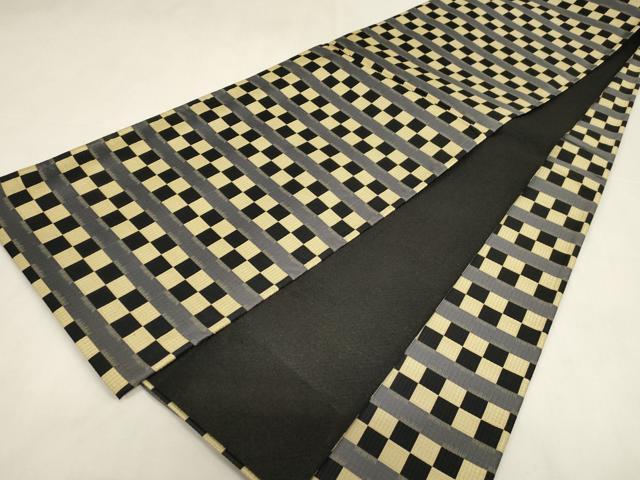 平和屋着物●全通柄袋帯 格子柄 正絹 逸品 CABG3147dy