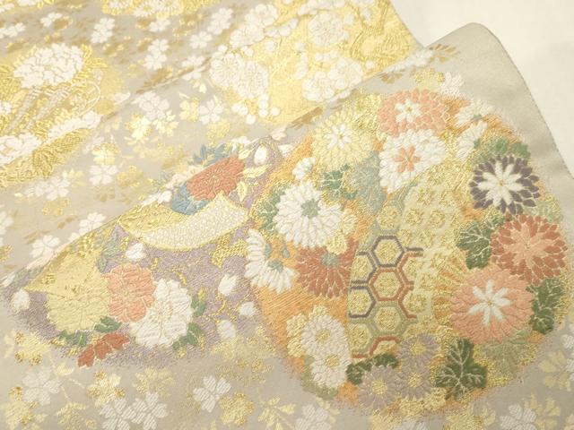 平和屋着物●六通柄袋帯 花丸小花文 金糸 正絹 逸品 CABG3154dy
