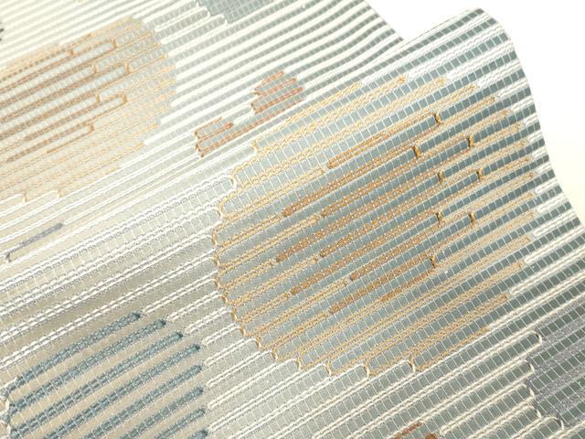 平和屋着物●六通柄袋帯 幾何学丸文 銀糸 正絹 逸品 CABG3177dy