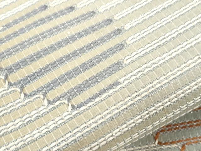 平和屋着物●六通柄袋帯 幾何学丸文 銀糸 正絹 逸品 CABG3177dy