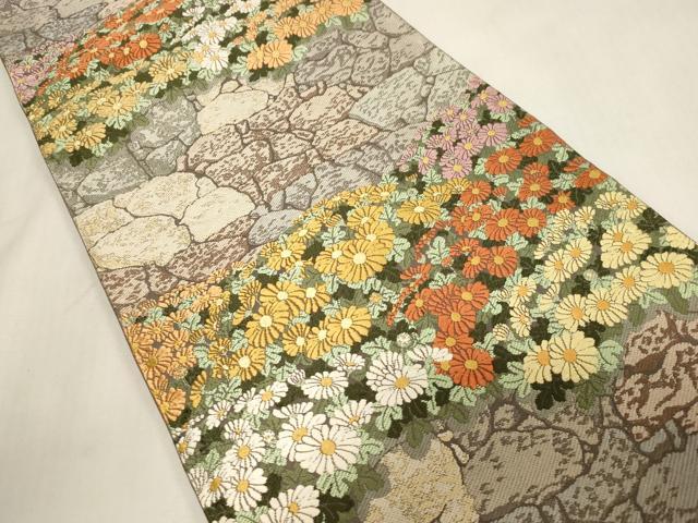 平和屋着物●皇室・伊勢神宮御用 御御帯 山口美術織物 山口弘躬 六通柄袋帯 唐織 懸崖の菊 正絹 逸品 CABG3193dy