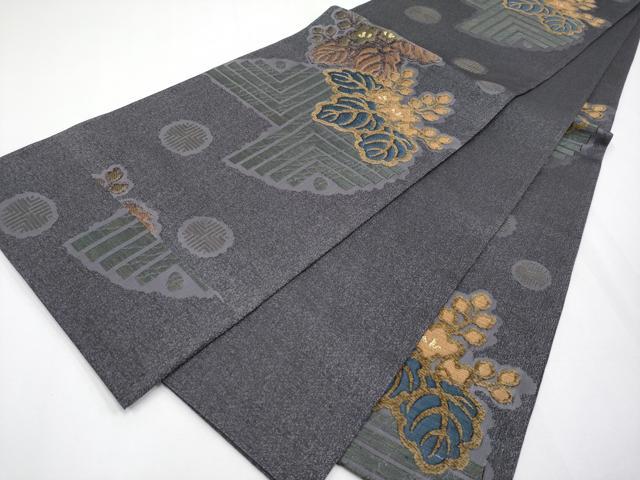 平和屋着物●六通柄袋帯 紬美術館 モール織 桐 金糸 正絹 逸品 CABG3201tx