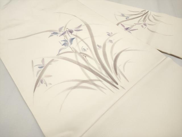 平和屋着物●塩瀬 九寸名古屋帯 手描き 草花文 三越扱い 正絹 逸品 CABG3208tx