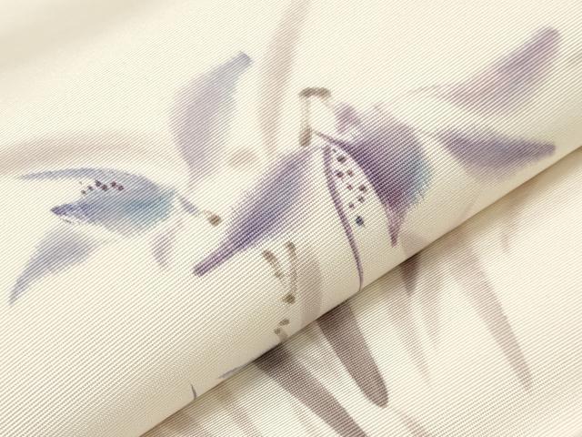 平和屋着物●塩瀬 九寸名古屋帯 手描き 草花文 三越扱い 正絹 逸品 CABG3208tx