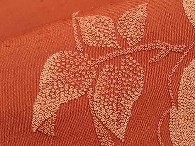 平和屋着物●中国三大刺繍 スワトウ相良刺繍 総刺繍 九寸名古屋帯 紬地 枝椿 正絹 逸品 CABG3210tx