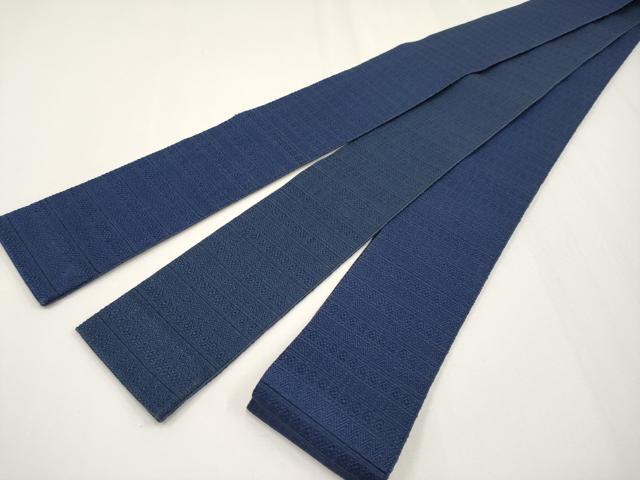 平和屋着物●男性 両面 角帯 横段文 青褐色×紺青色 正絹 逸品 CABG3219tx