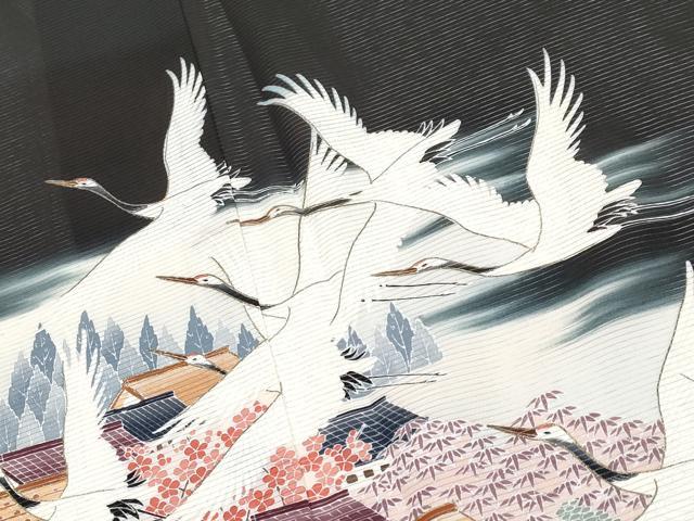 平和屋着物*夏物 黒留袖 絽 飛鶴風景文 金彩 正絹 逸品 CABG3224tx