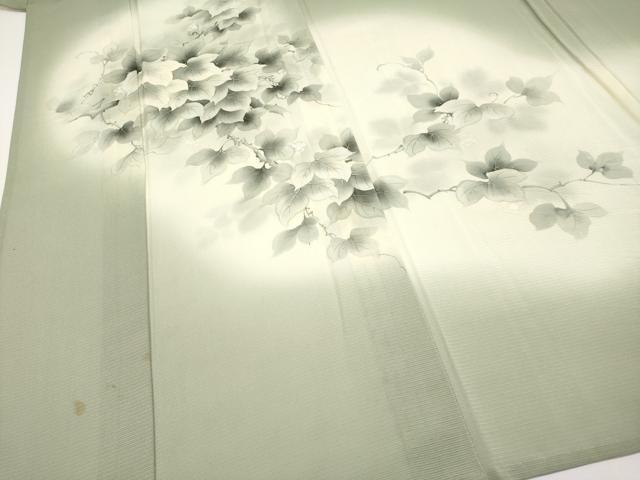 平和屋着物*夏物 色留訪問着 絽 手描き 葡萄蔦の葉文 暈し染め 正絹 逸品 CABG3225tx
