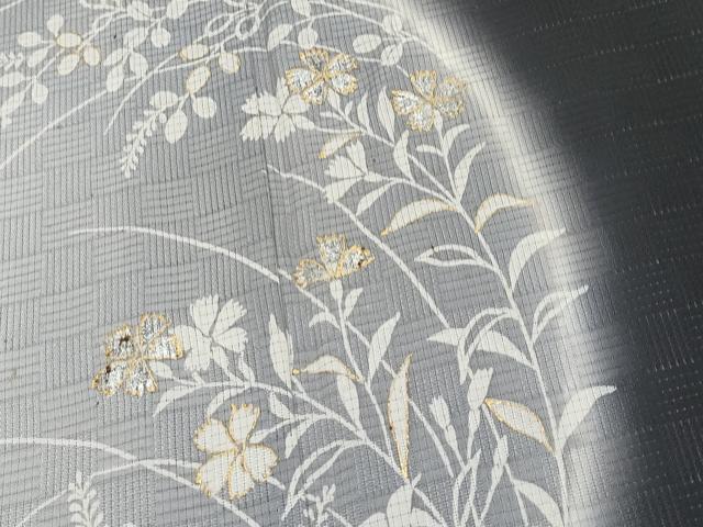 平和屋着物*夏物 訪問着 変わり絽 秋草文 暈し染め 黒地 金銀彩 正絹 逸品 CABG3227tx